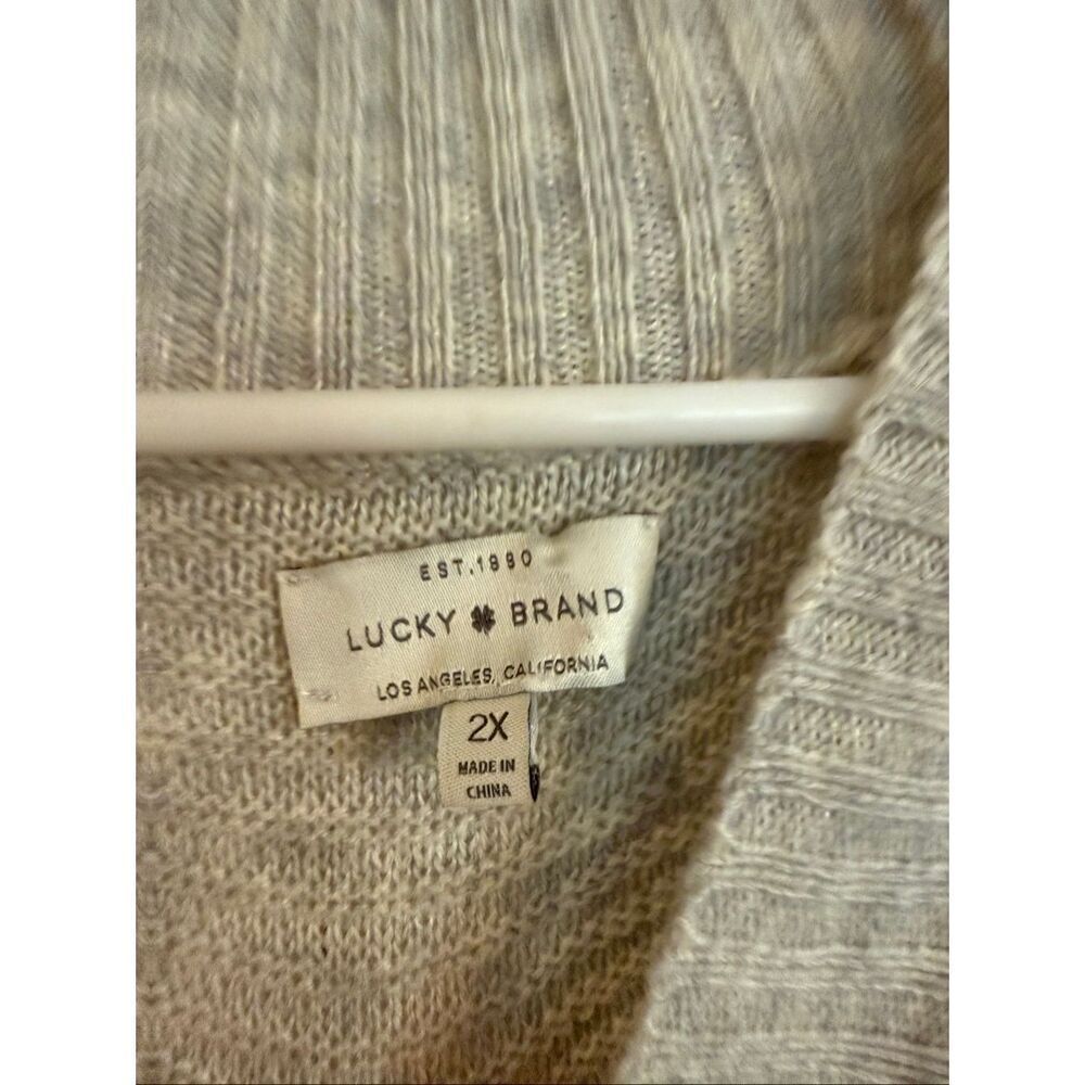 Lucky Brand grey lace up neck wool blend sweater size 2x - Picture 4 of 9